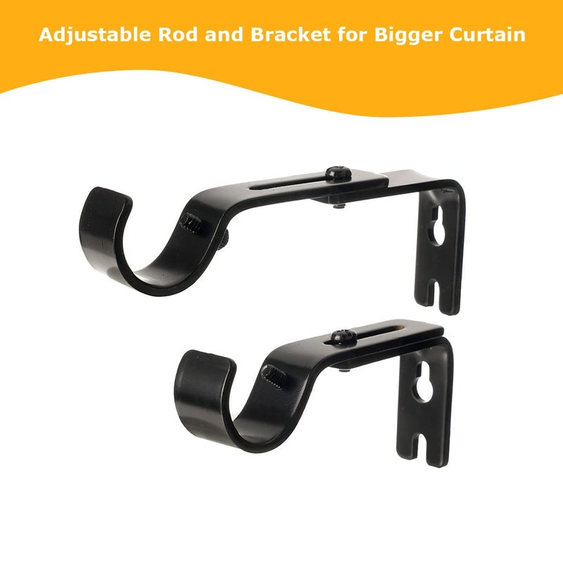LISHINE 12 Pcs Curtain Rod Bracket for 1 Inch Rod, Adjustable Curtain Rod Brackets Black Curtain Rod Holders Heavy Duty Curtain Rod Hardware Brackets Single Rod Bracket for Wall Mount - Image 3